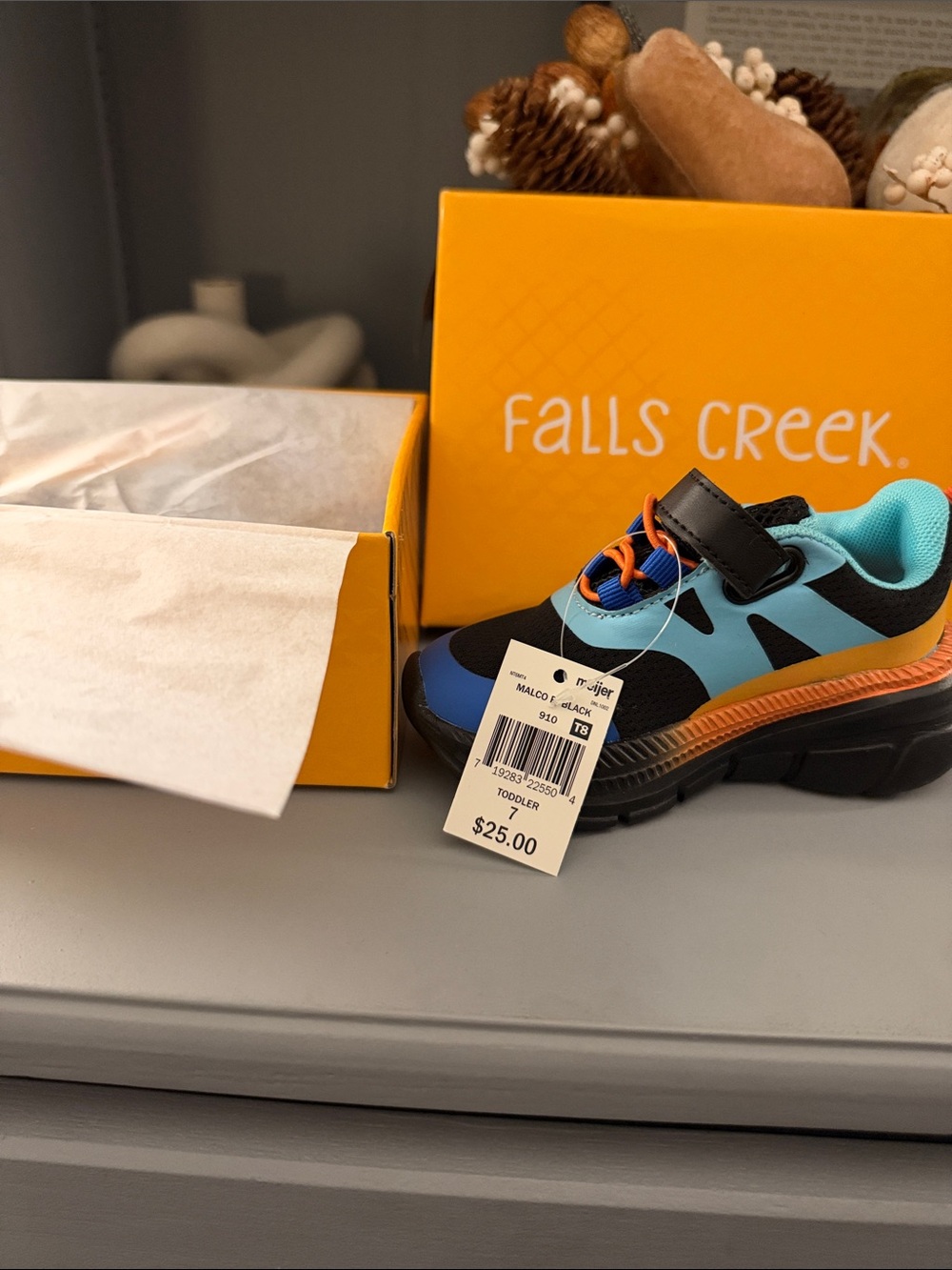 Falls Creek Kids Blue, Black & Orange Sneaker 7